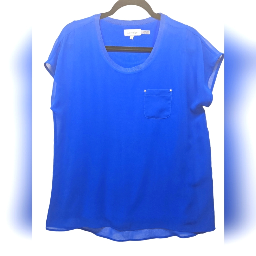 Calvin Klein Cap Sleeve Pocket Tee Shirt